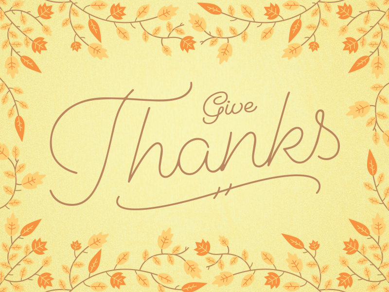 Give Thanks fall autumn leaves holiday thanksgiving typography texture vector illustration