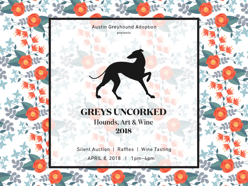 Greys Uncorked 2018 pattern nonprofit dogs greyhound illustration