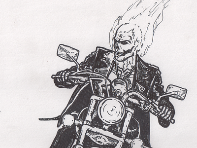 Ghost Rider (WIP) drawing ghost rider illustration ink motorcycle super heroes