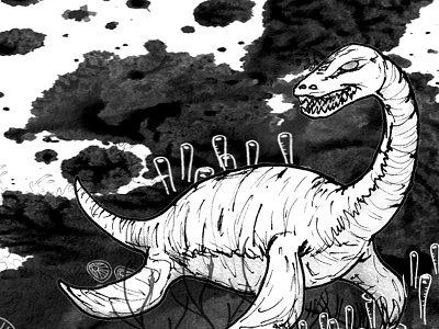 Niseag character drawing illustration ink loch ness monsters