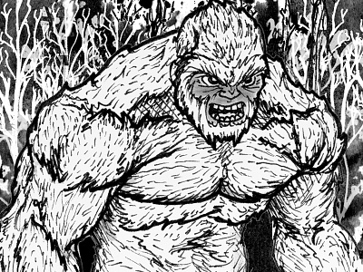 Sasquatch bigfoot drawing illustration ink monsters sasquatch