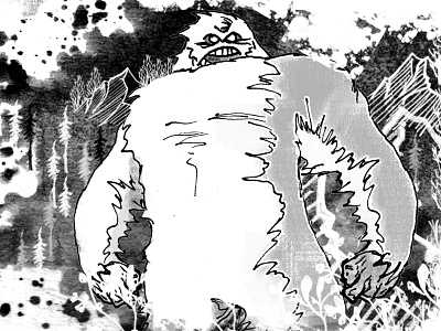 Metoh Kangmi drawing illustration ink monsters yeti