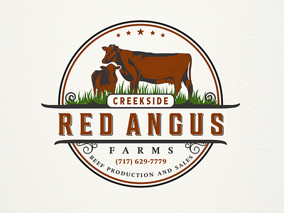 RED AGUS FARM cow farm logo logo design meat vintage