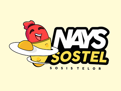 logo nays sostel branding design egg food logo logo design sauce sausage simple vector