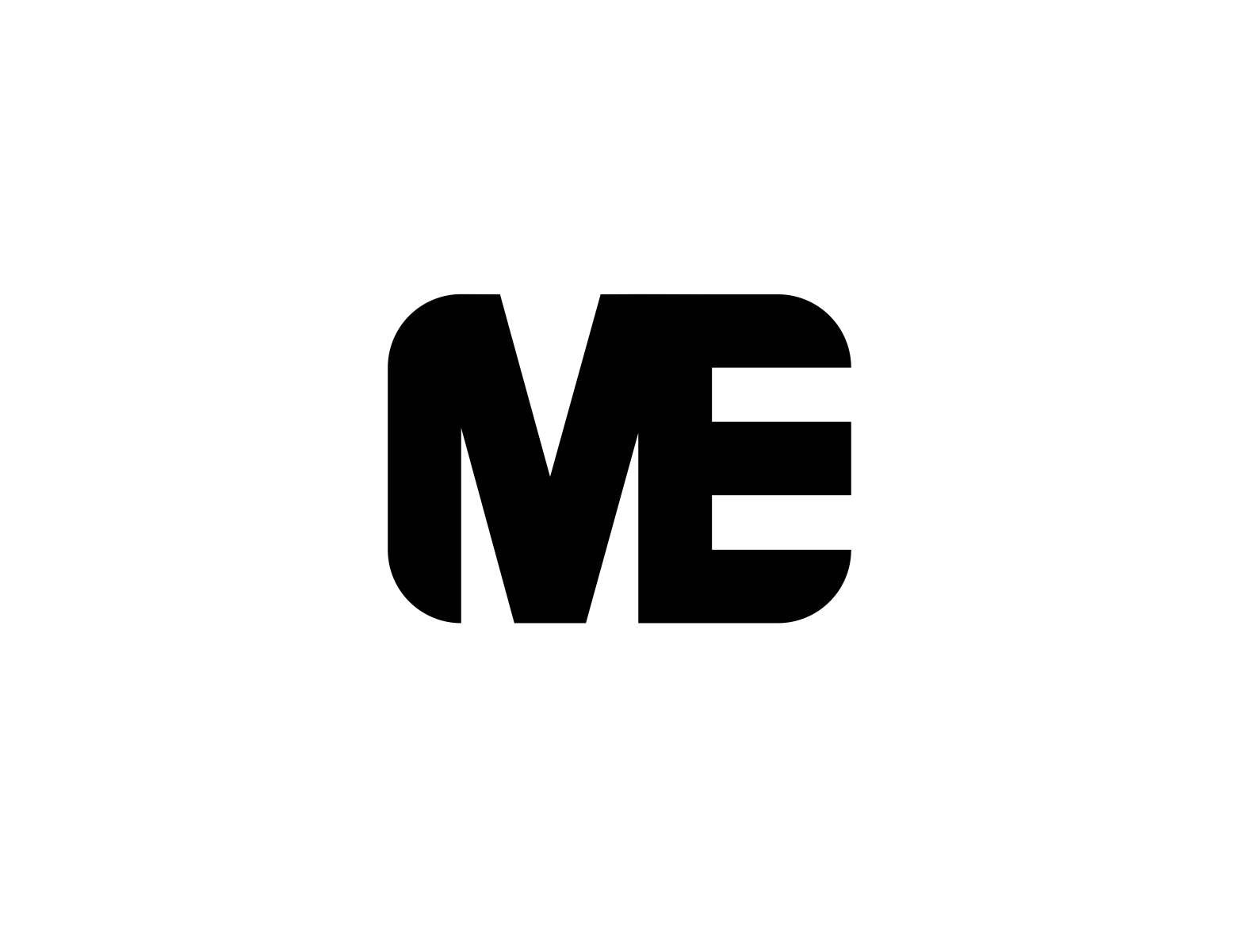 Initial letter ME, negative space logo, white on black background Stock  Vector | Adobe Stock
