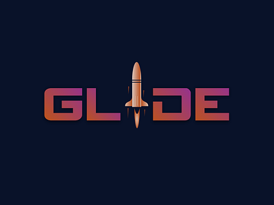 Glide branding design flat logo minimal rocket type typography vector