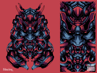 CyborgSamurai apparel design illustration mask mecha samurai tshirt tshirtdesign vector