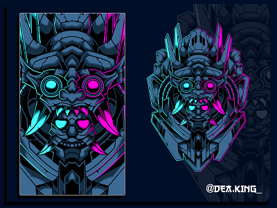 BARONG MECHA animal apparel asia design drawing illustration logo mask mecha robot skull tshirt tshirtdesign vector