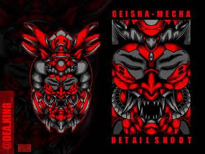 Geisha Mecha apparel art artwork design drawing geisha illustration logo mask mecha oni ronin samurai tshirt tshirtdesign vector warrior