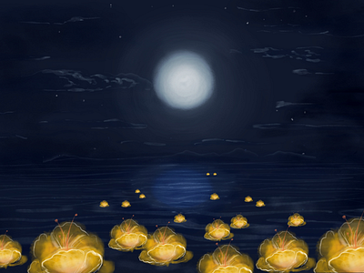 A tranquil night graphic design illustration procreate