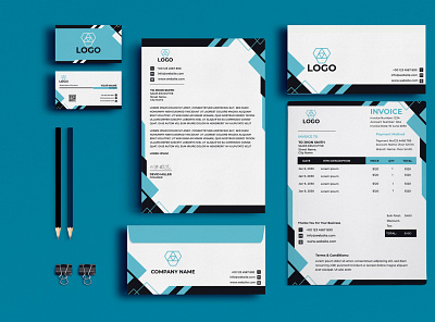 Unique business card, letterhead and stationery items abstract branding business business card card corporate creative design envelope header identity invoice modern set stationery stationery design template visiting