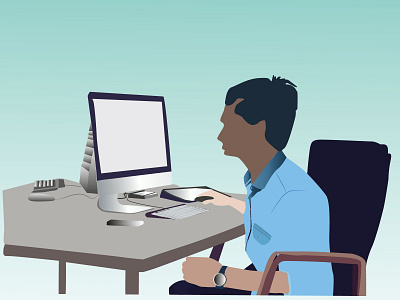 Vector illustrations with professional in modern workplaces business portrait