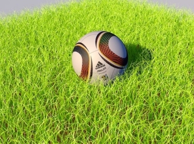 Realistic football and grass