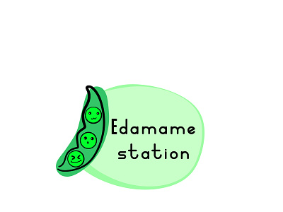 Edamame station logo cute edamame funny green logo صويا
