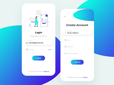 Login & Signup UI Design app branding design illustration login login design login page logo minimal signup typography ui ux