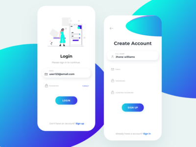 Login & Signup UI Design by deepdesigns on Dribbble