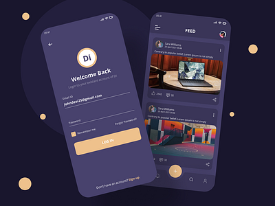 Social Dark Theme App UI Design