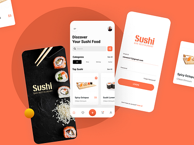 Sushi Bar Restaurant App app ui design bar food ap design foodie meat sea food sushi ui design ui ux design