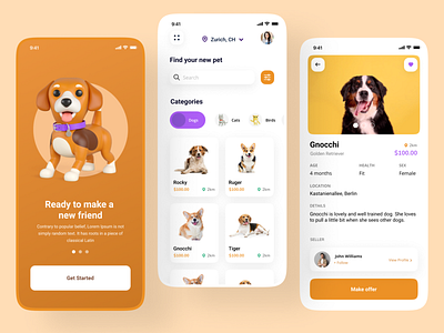 Pet Adoption App Design app design mobile app design pet app ui ui design ui ux ux