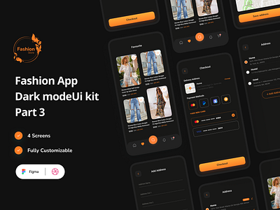 Fashion Mobile App Dark Mode Part 3 app app design design fashion app interface mobile app design mobile app screens mobileui shopping app ui ui design ux ux ui design