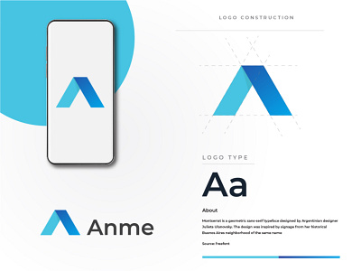 Anme Logo Design a letter logo app branding design graphic design icon illustration logo typography ui ux v letter logo vector