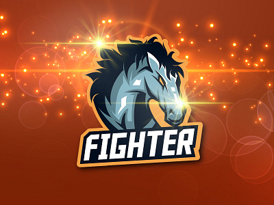 Fighter Horse Logo Esport animal badge cartoon character club esport fighter game gamer gaming graphic head horse logo mascot power sport symbol team vector