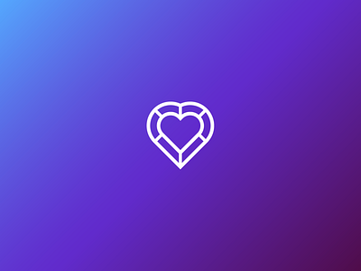 Shaped by heart jewelry design diamond flat heart jewelry logo mark minimal shaped symbol