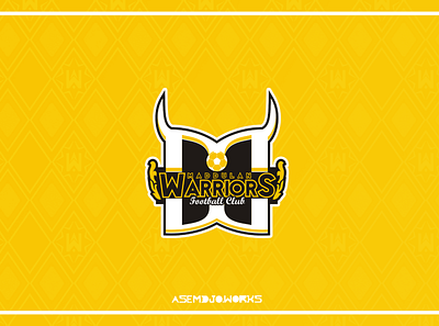 Maddulan Warriors FC Logo (2012) branding cow design football football club gold horned logo soccer vector warriors white