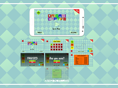ORIGAMI CAPTIVE UI Mockup (2016) design game gamedev mobile mobilegame ui ux vector
