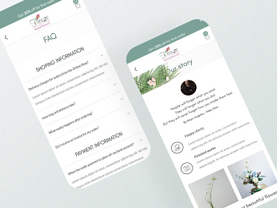FAQs and Our story Responsive Mode faq flowers interface minimal our story responsive ui ux طراحی رابط کاربری