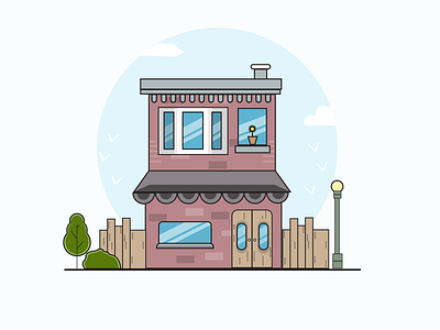 Brick House  flat design illustration 2