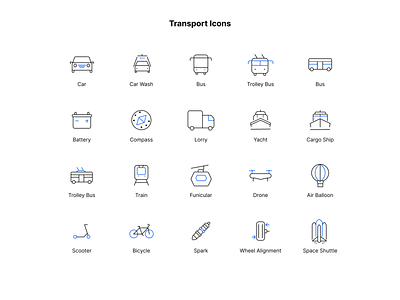 Transport Icons bicycleicon busicon caricon flighticon icon shipicon ui