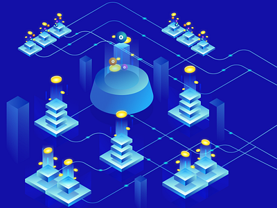 Bitcoin isometric illustration