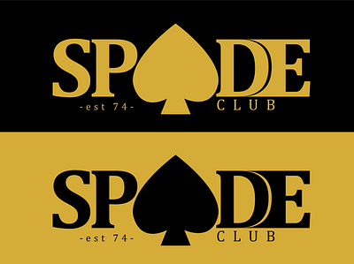 Spade Club - est 74 - 74 black branding clothe brand club design flat gold illustrator logo minimal spade spade club text title typography