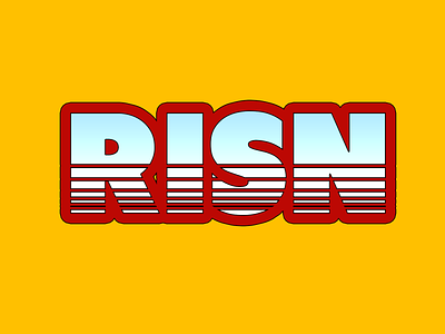 RISN corporation 80s branding design gradient light blue logo photoshop red risn text title typography vector white yellow