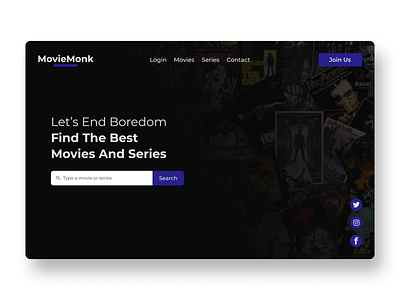 Movie Website Landing Page app design minimal ui web