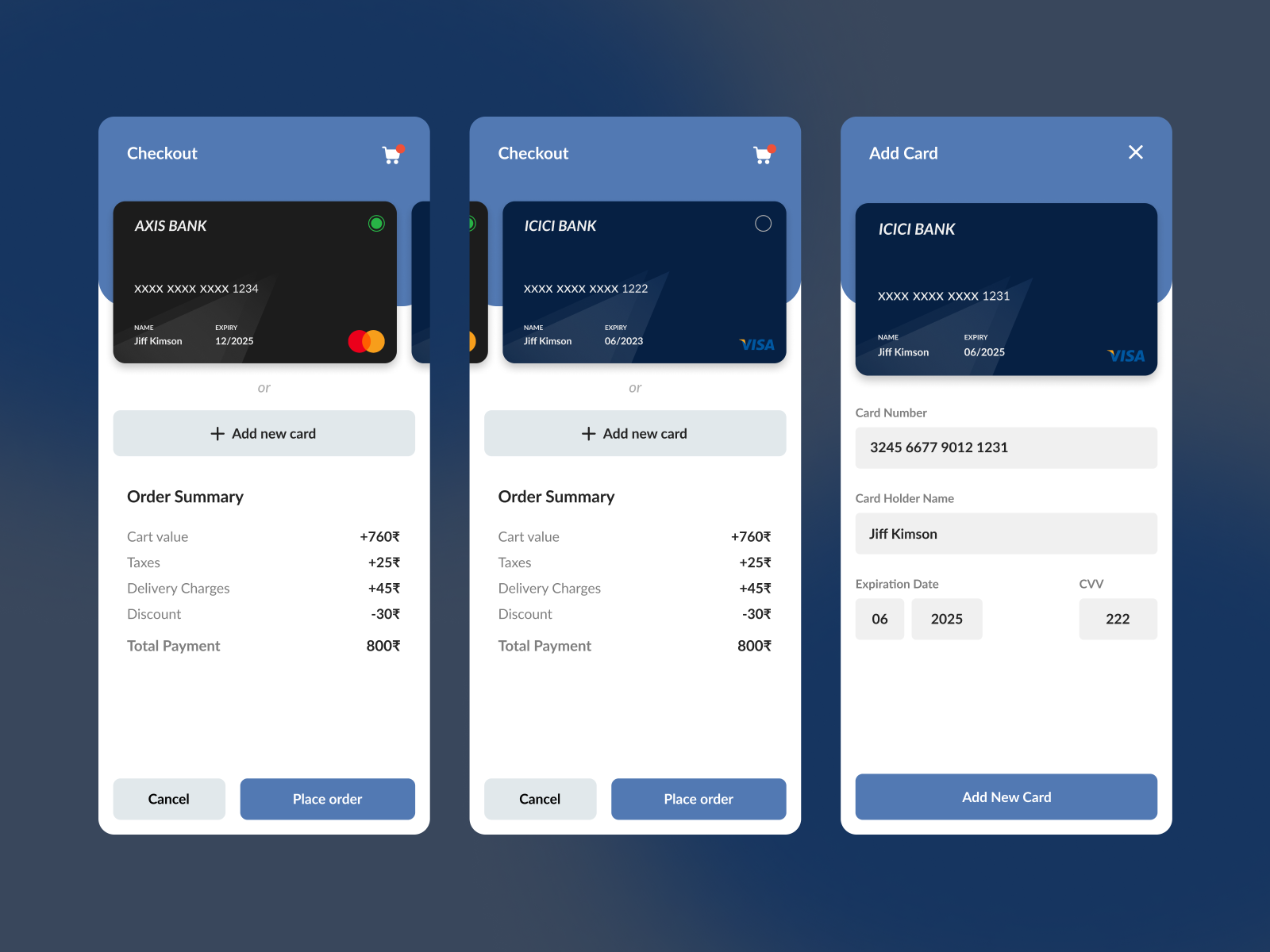 Card checkout Mobile UI by Guhan Baskar on Dribbble