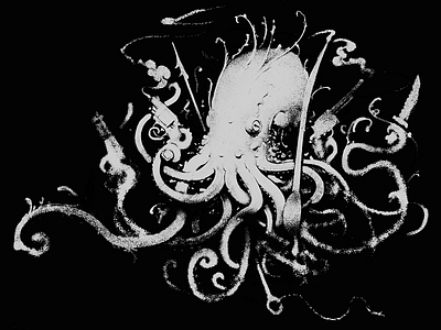 Octopus art character dark gun illustration octopus solyaev