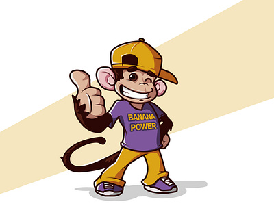 banana power banana character illustration like monkey power smile vector