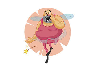 AntiFairy character fly illustration pink scream stickers vector viber