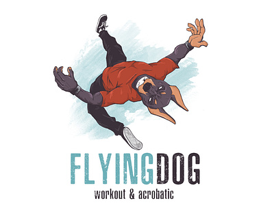 FLYING DOG acrobat art character design dog drawing flight illustration sport workout