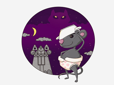 silly little mouse art baby character design grey illustration mouse night tales