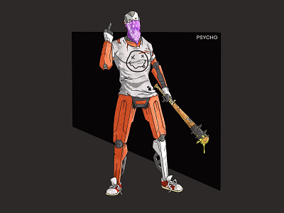 Psycho art character cyborg design illustration psycho robot