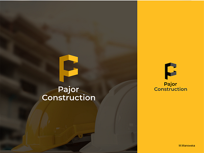 Pajor Construction branding design flat logo minimal vector