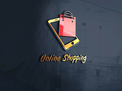 Online Shopping Logo branding design flat logo logo design minimal mordern logo online shopping photoshop