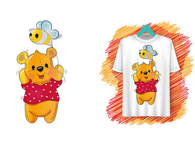 Winnie-the-Pooh-T-shirt branding cartoon design icon illustration johirulxohan logo pooh t shirt t shirt design t shirt mockup vector