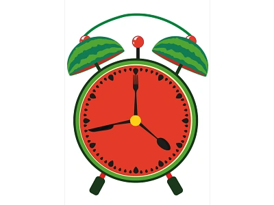 Watermelon Clock alarm clock alarmclock branding design icon illustration johirulxohan logo vector