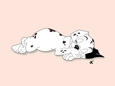 Dalmatian The Dog animation branding design dog illustration johirulxohan minimal movie sleeping ui vector