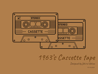 Cassette tape 1963 branding design flat illustration johirulxohan music music art music player tape tape recorder vector
