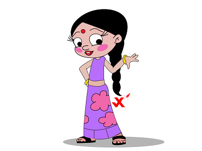 Chutki The Girl (From Chota Veem) animation cartoon chotaveem chutki design flat girl girl character girl illustration girls illustration johirulxohan movie vector